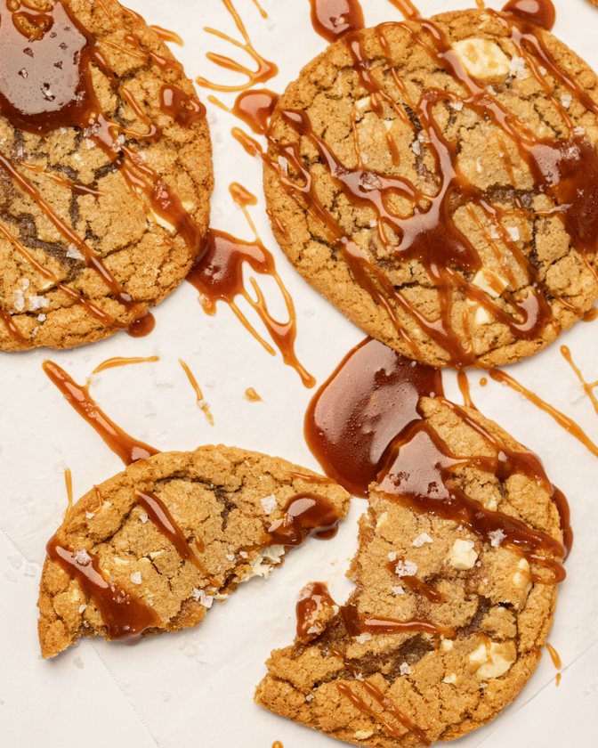 Spiced Maple, White Chocolate & Salted Caramel Cookies