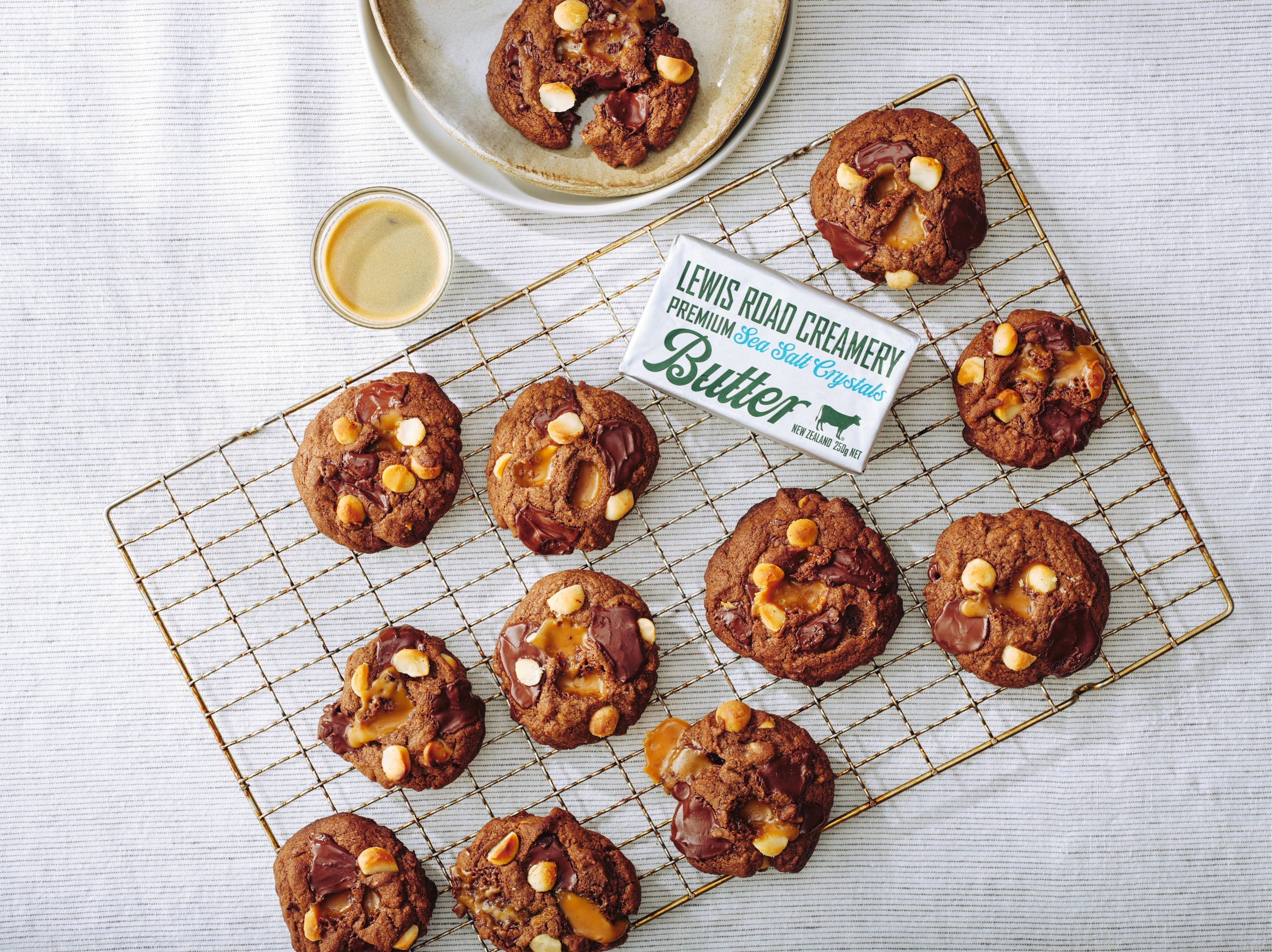 Browned Sea Salt Crystals Butter, Dark Chocolate and Toffee Cookies