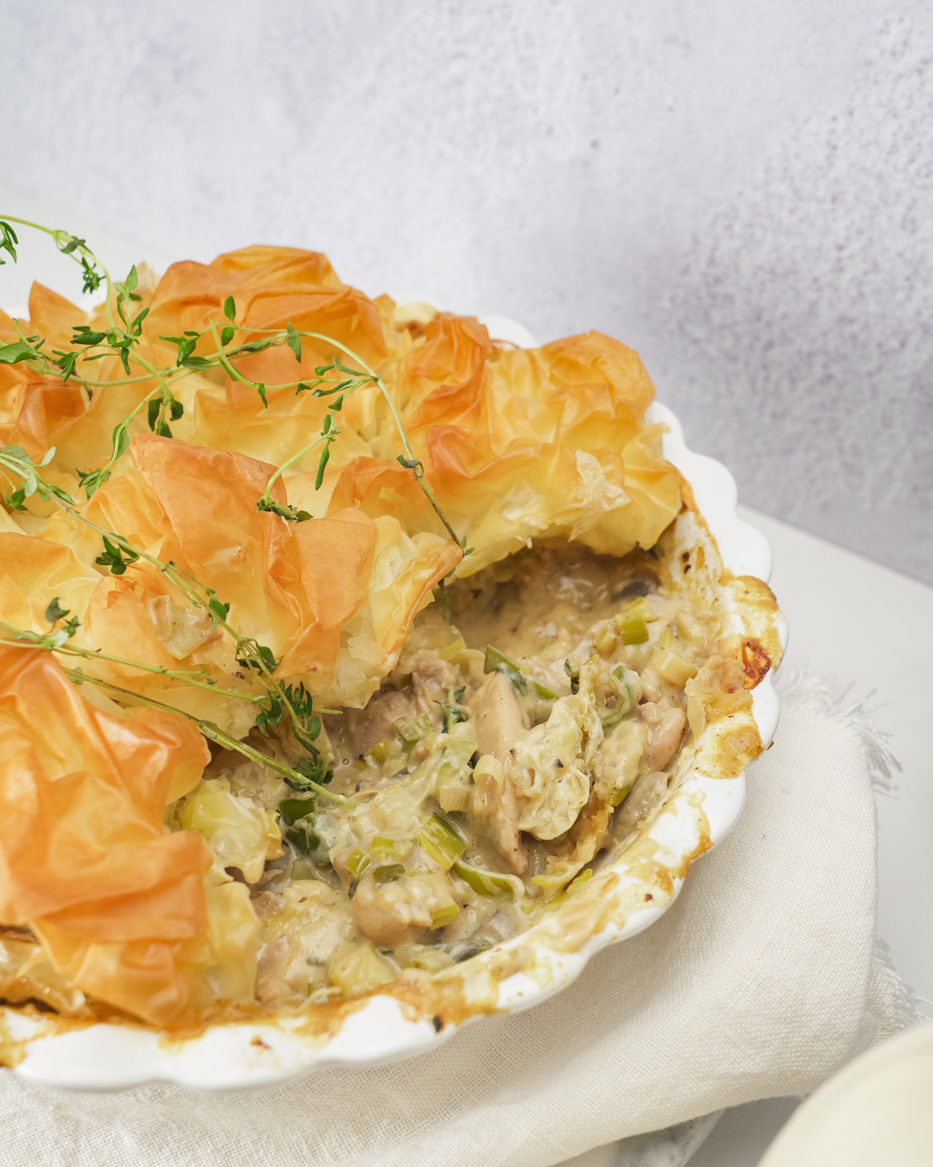 Chicken, Leek & Mushroom filo pie