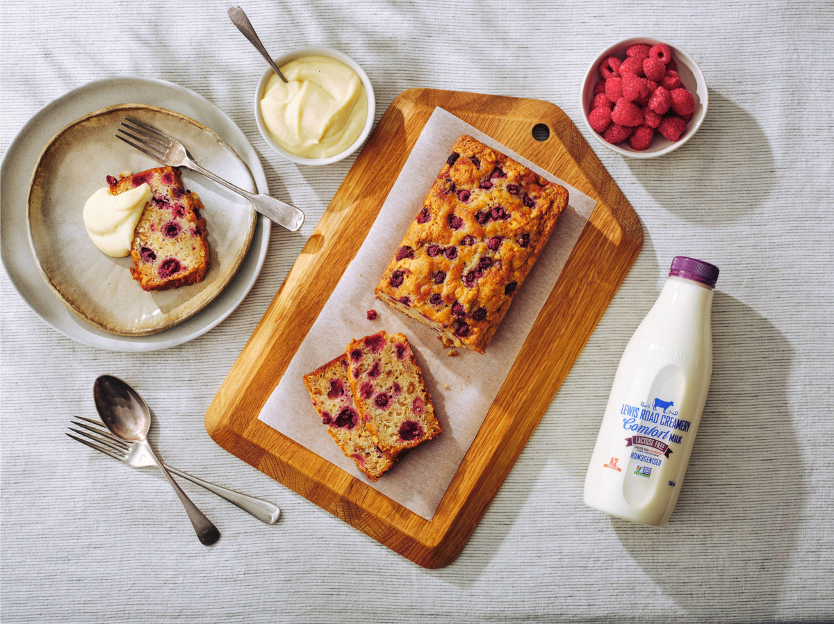 Raspberry, Banana and Hazelnut Loaf – Lewis Road Creamery NZ