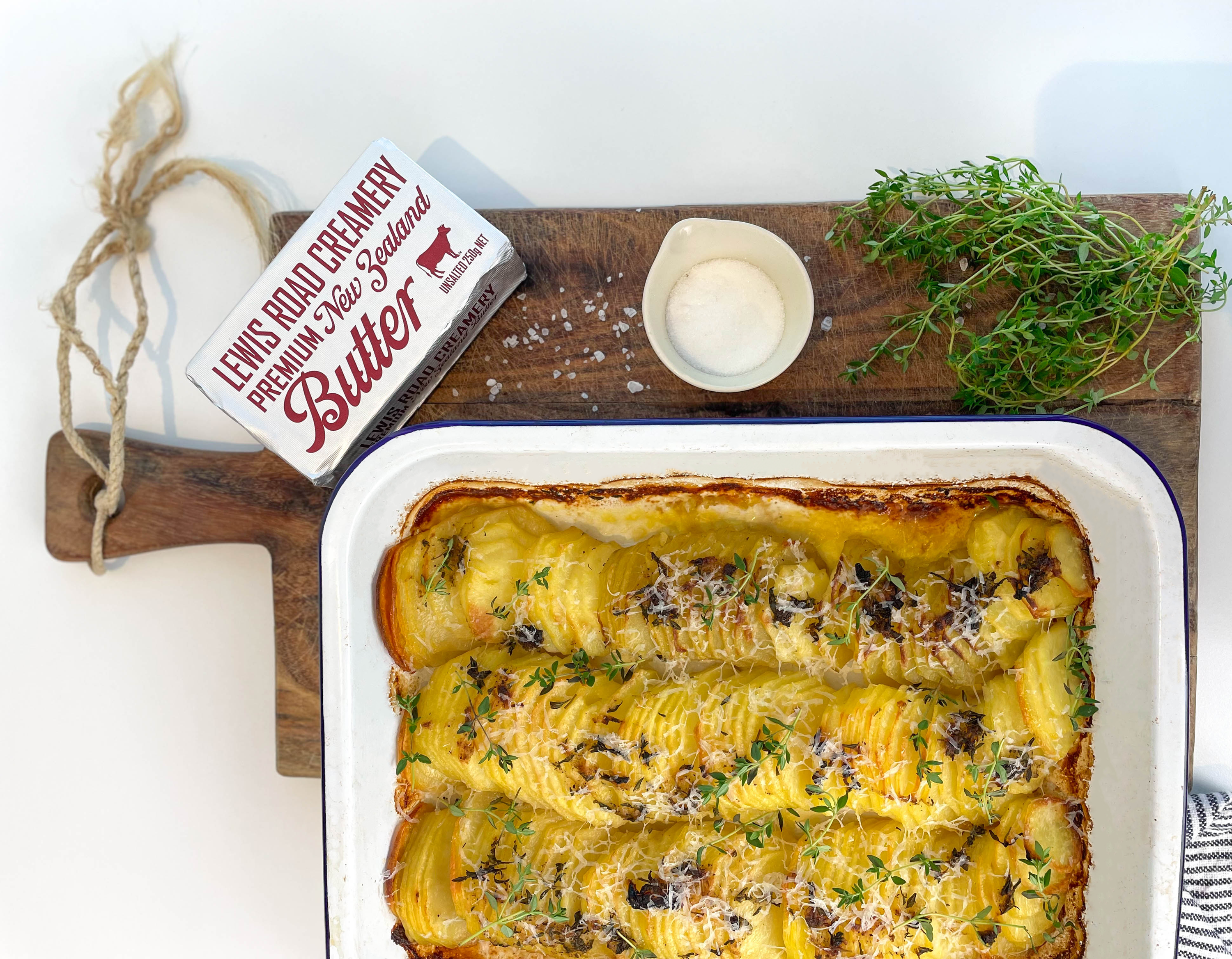 Boulangere Potatoes with Thyme, Garlic and Parmesan