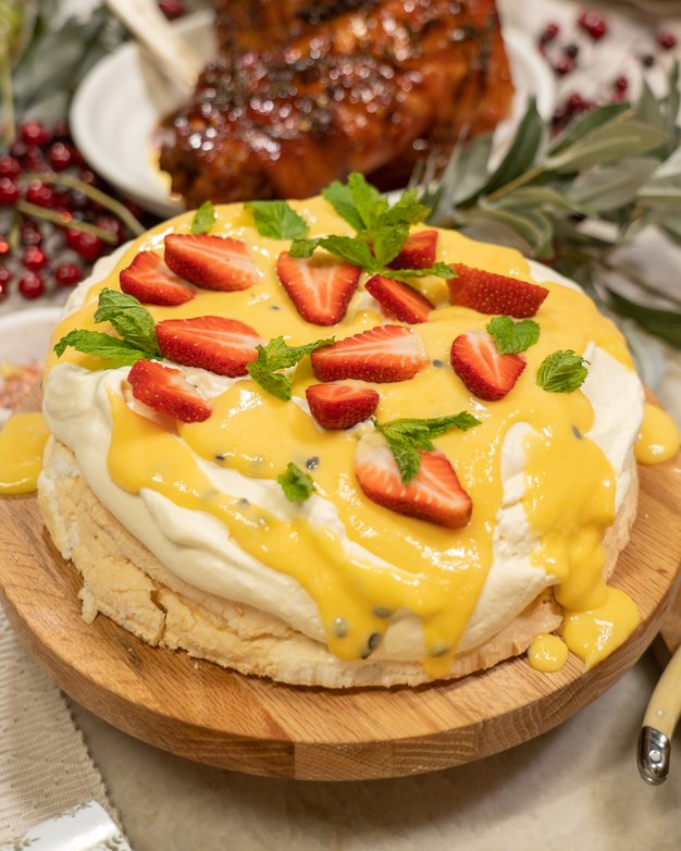 Passionfruit Curd Pavlova